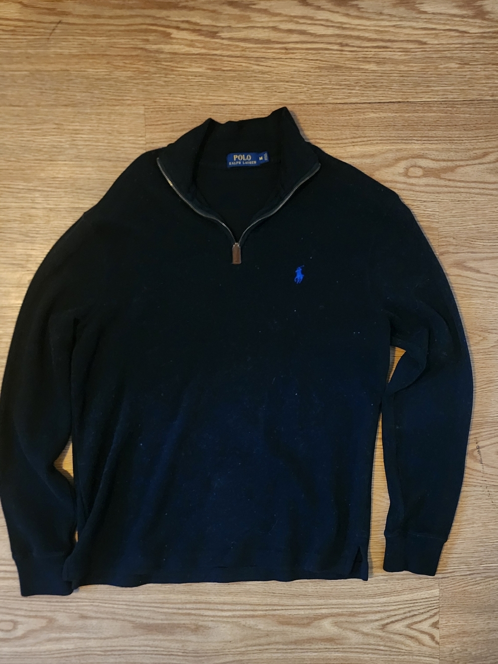 Polo by Ralph Lauren Black Half-Zip Sweater with Blue Pony
